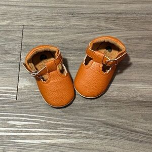 Orange Leather Kids Shoes